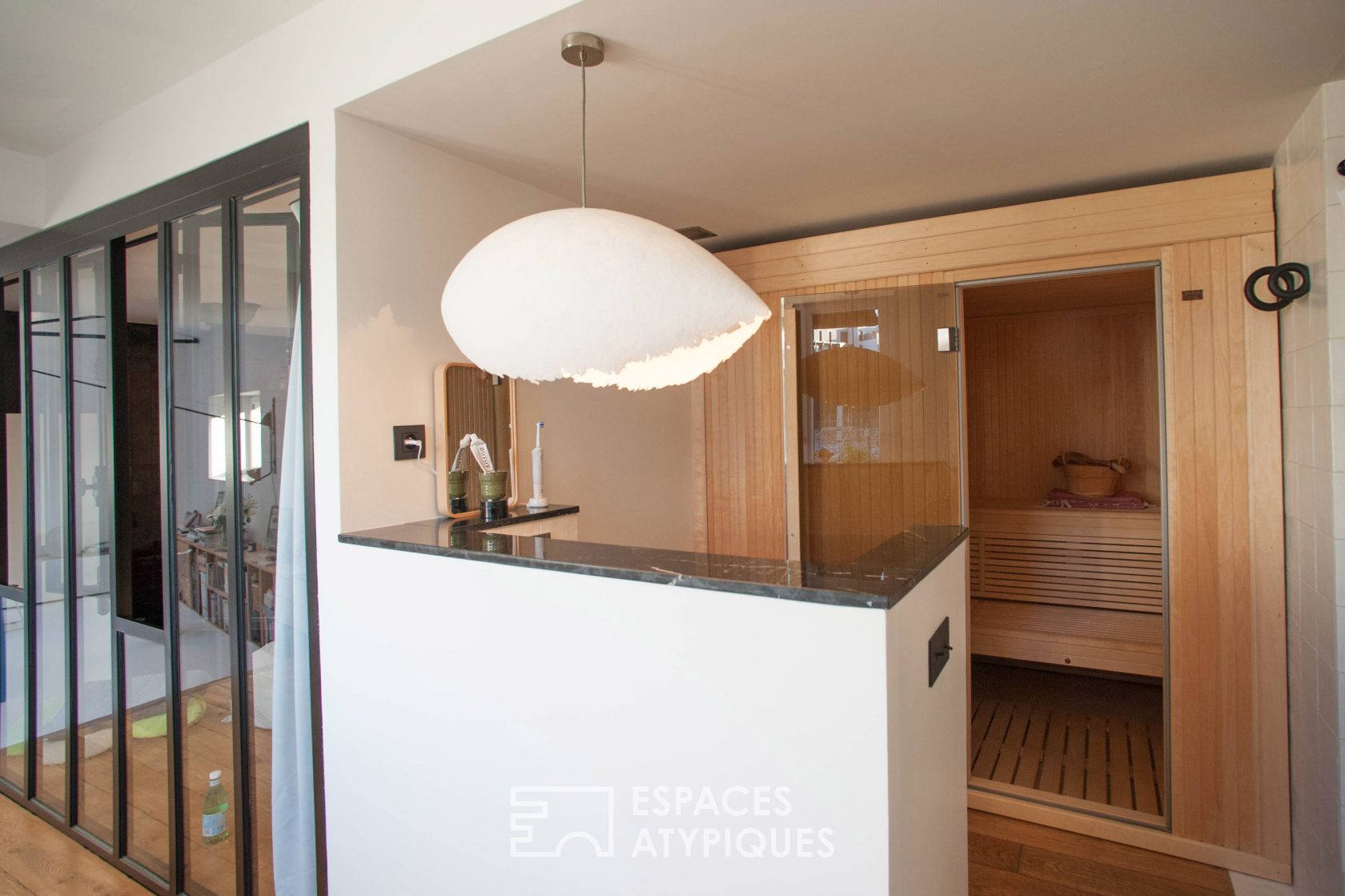 Architect’s loft under glass roof