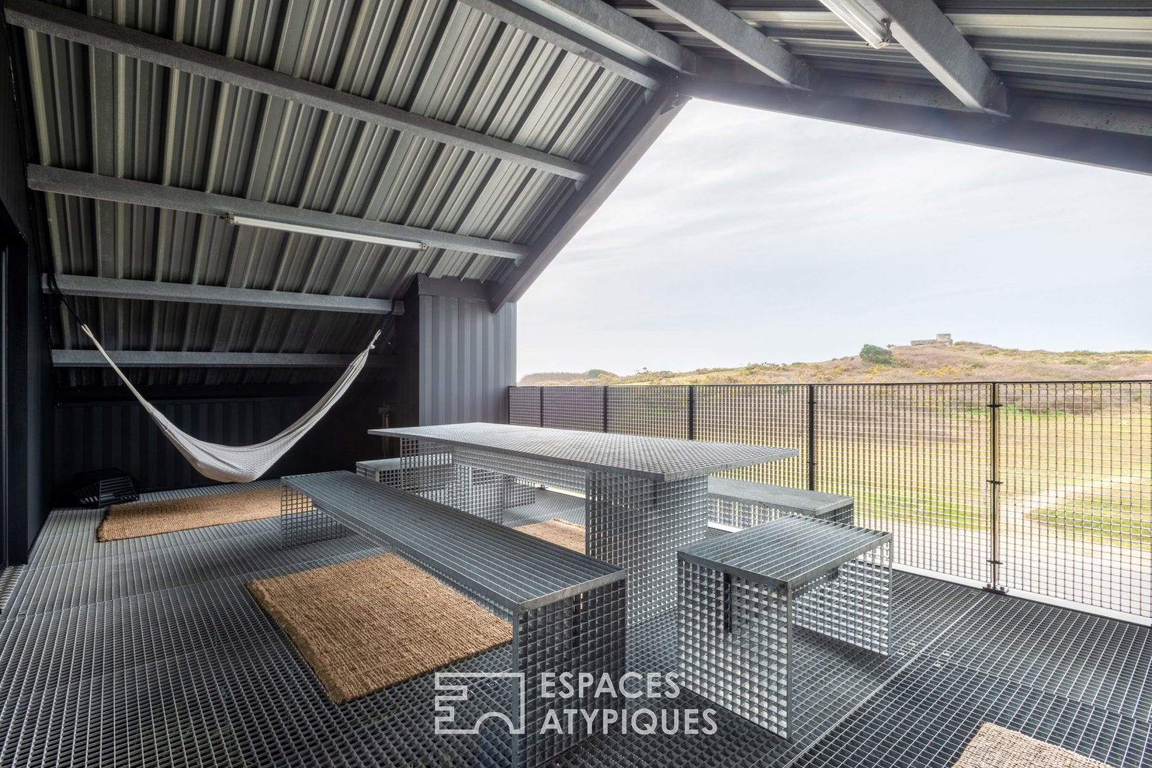 Metal house with sea view