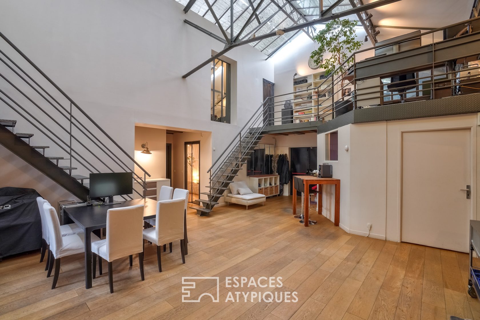Loft office with brick wall