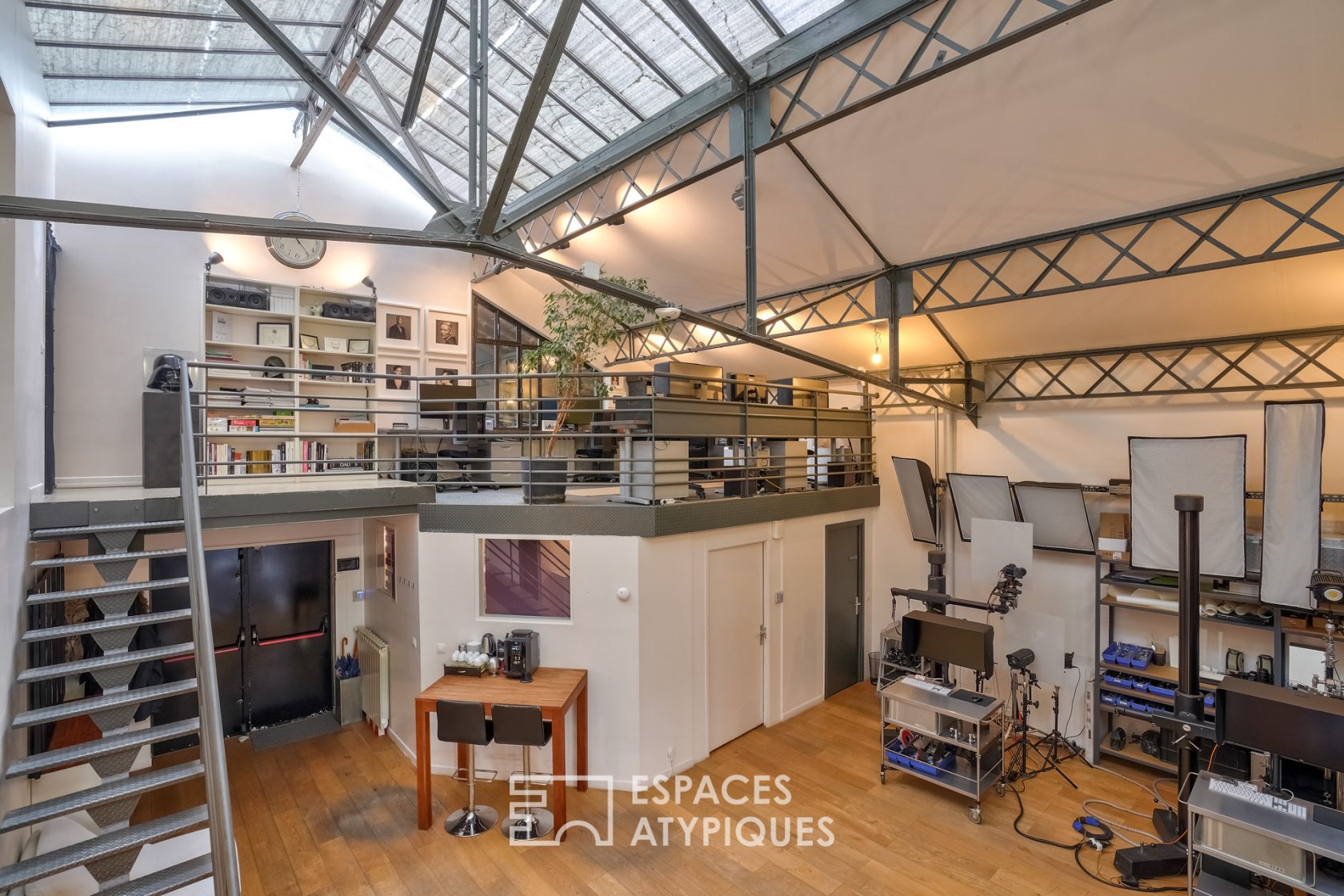 Loft office with brick wall