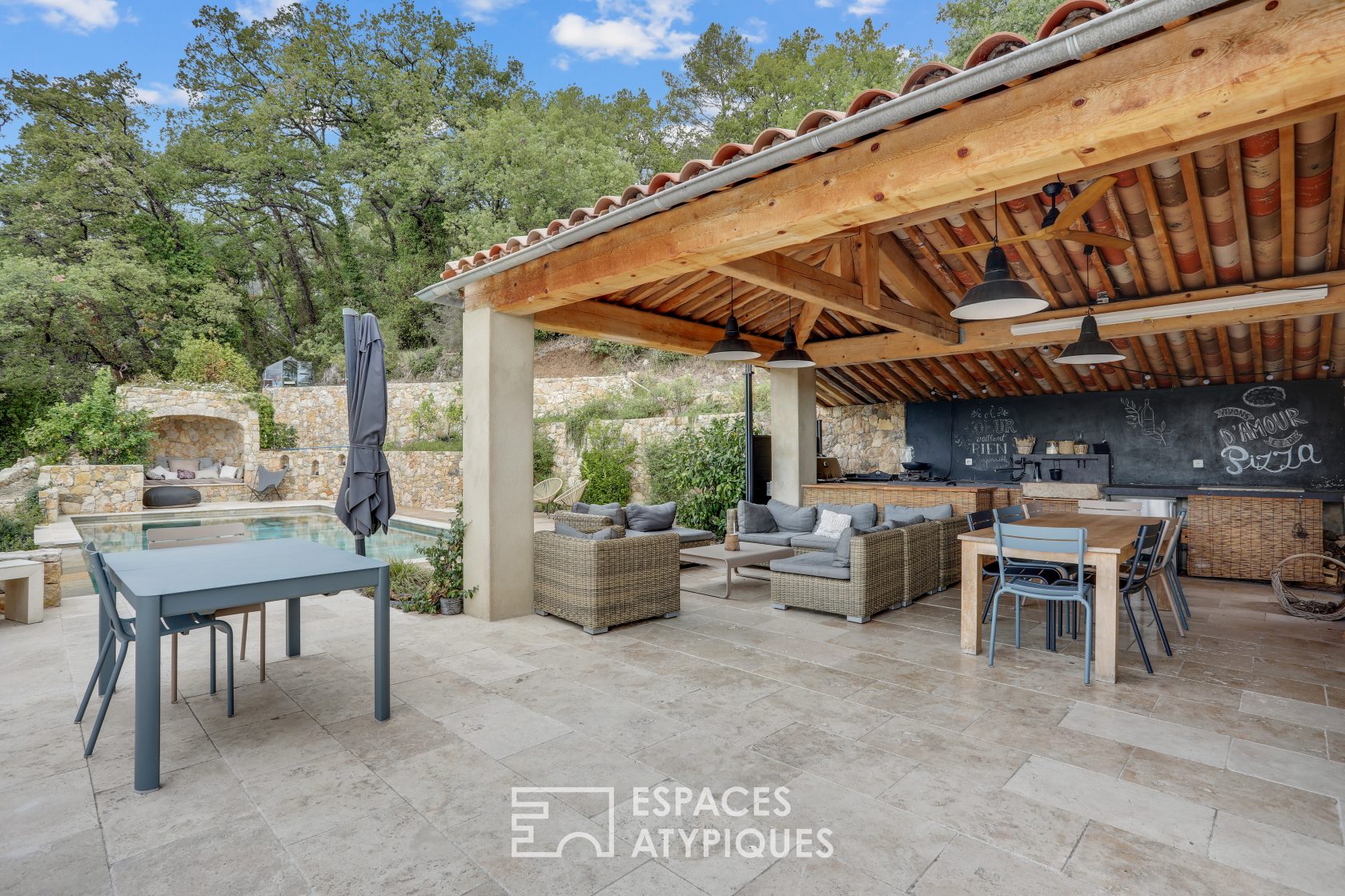 Provencal estate with stone terraces and swimming pools