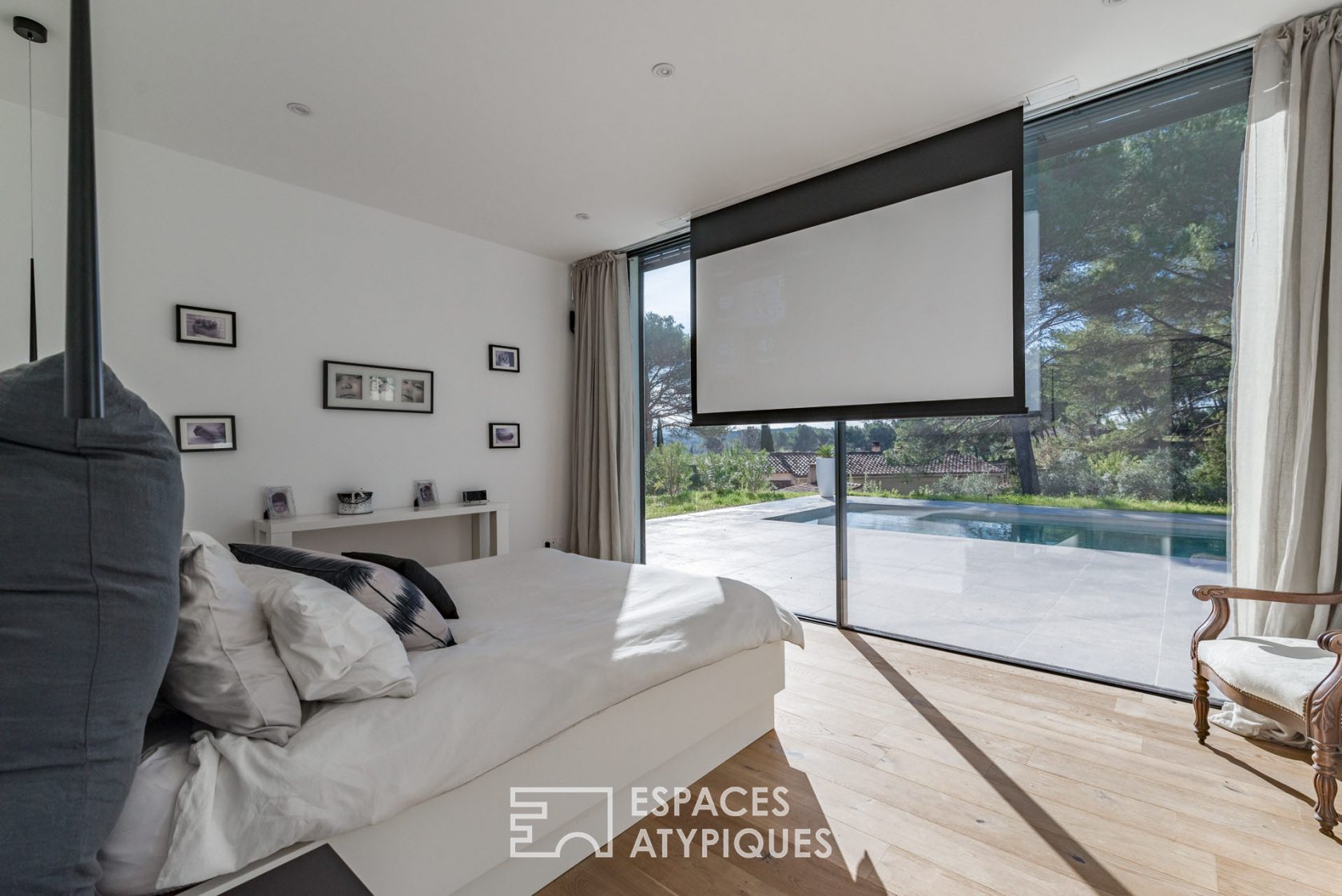 Contemporary architect’s house with view on pine forest