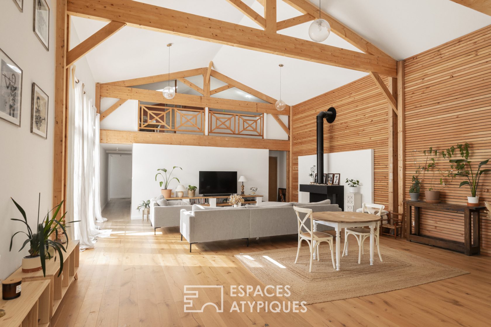 Decorative house with wooden terrace