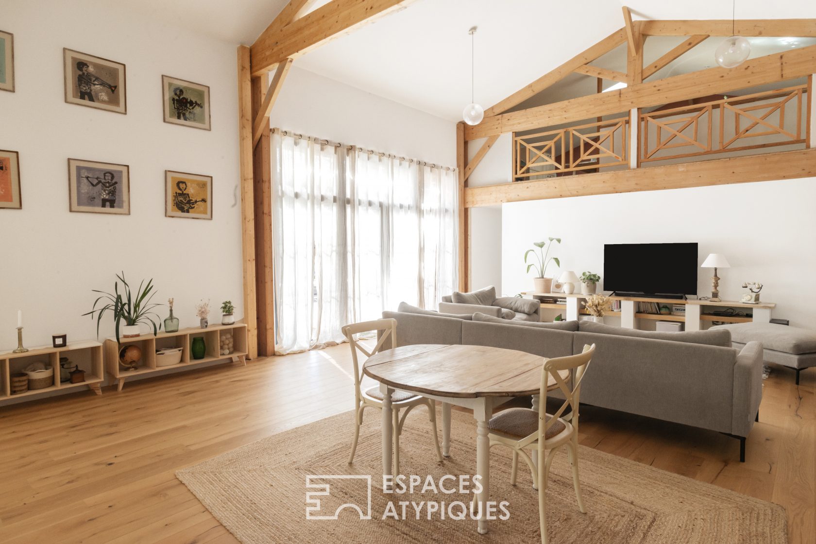 Decorative house with wooden terrace