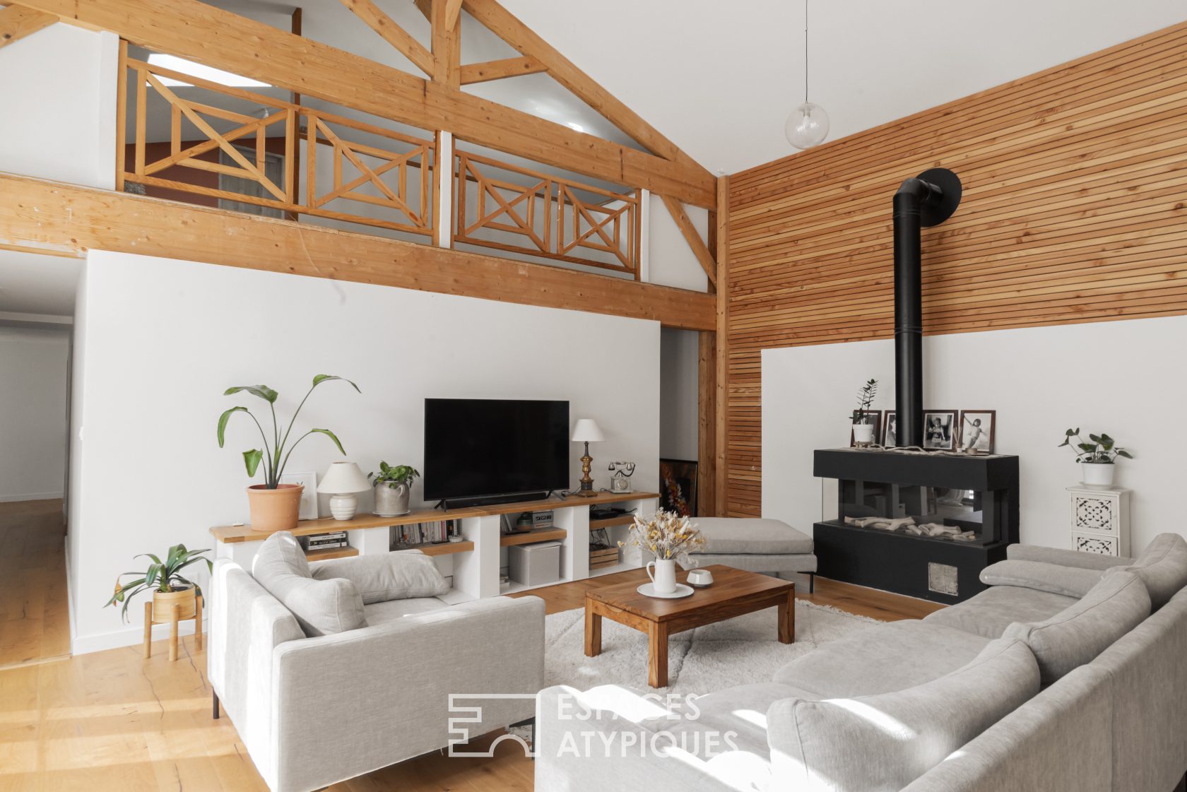 Decorative house with wooden terrace