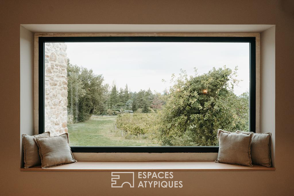 Estate with contemporary stone farmhouse