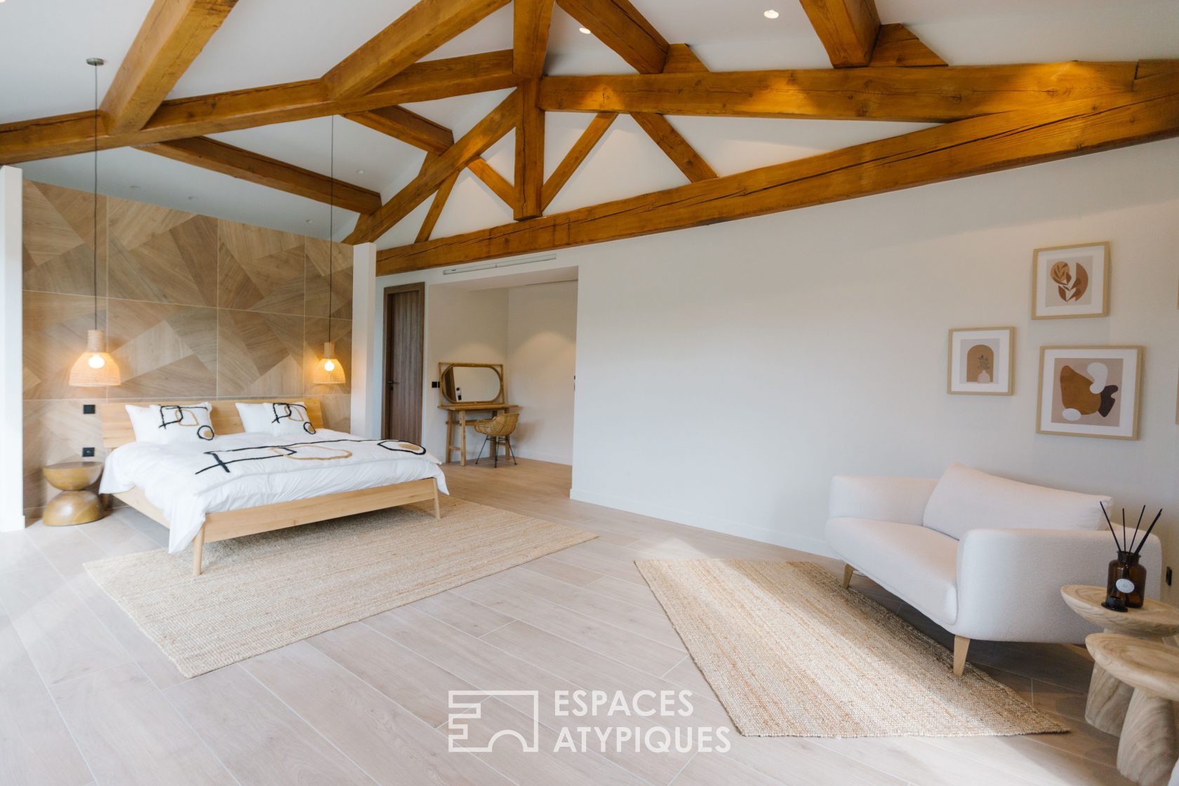 Estate with contemporary stone farmhouse