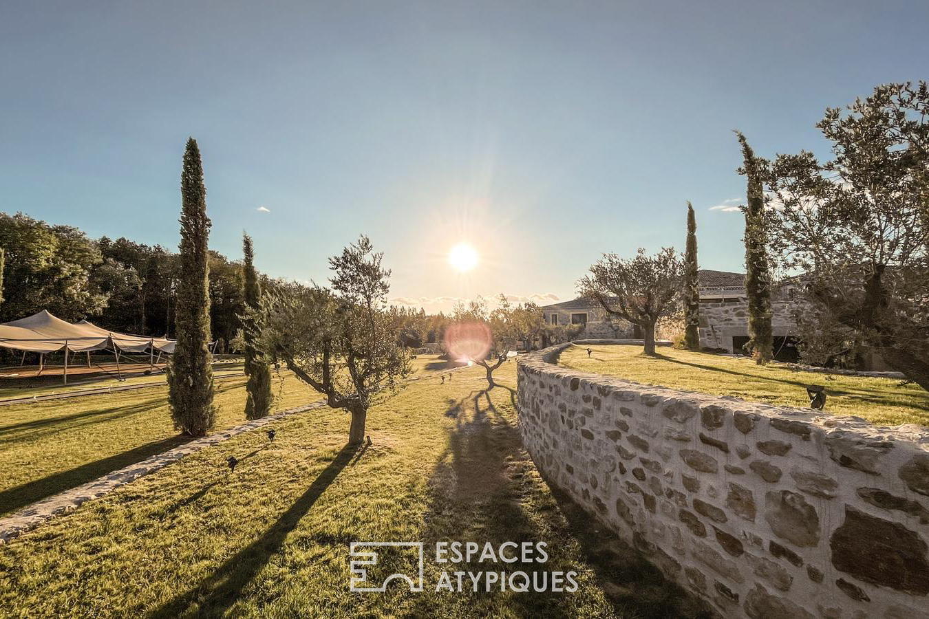 Estate with contemporary stone farmhouse