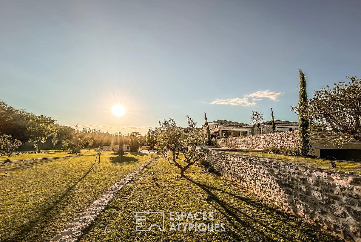 Estate with contemporary stone farmhouse
