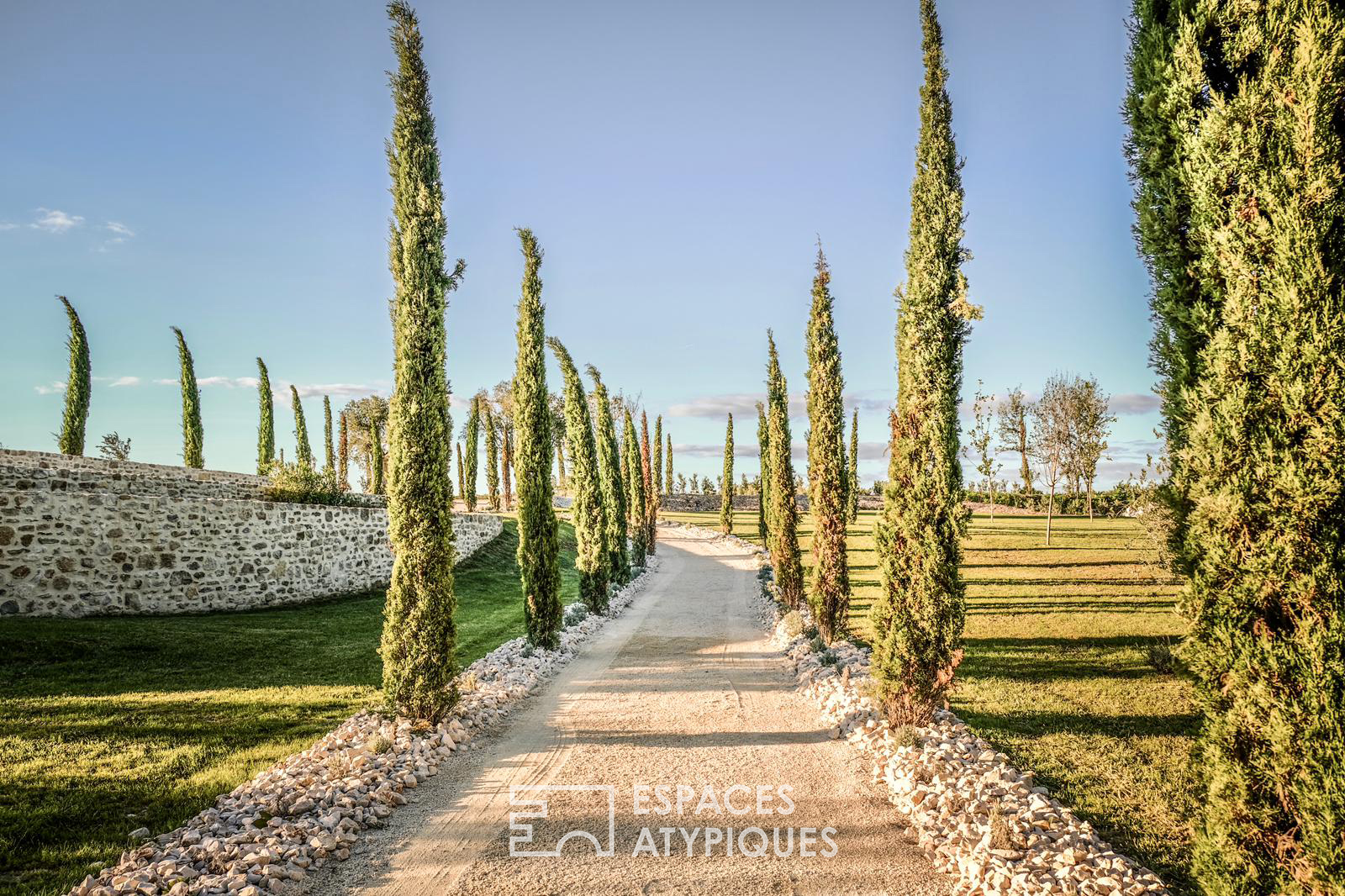 Estate with contemporary stone farmhouse