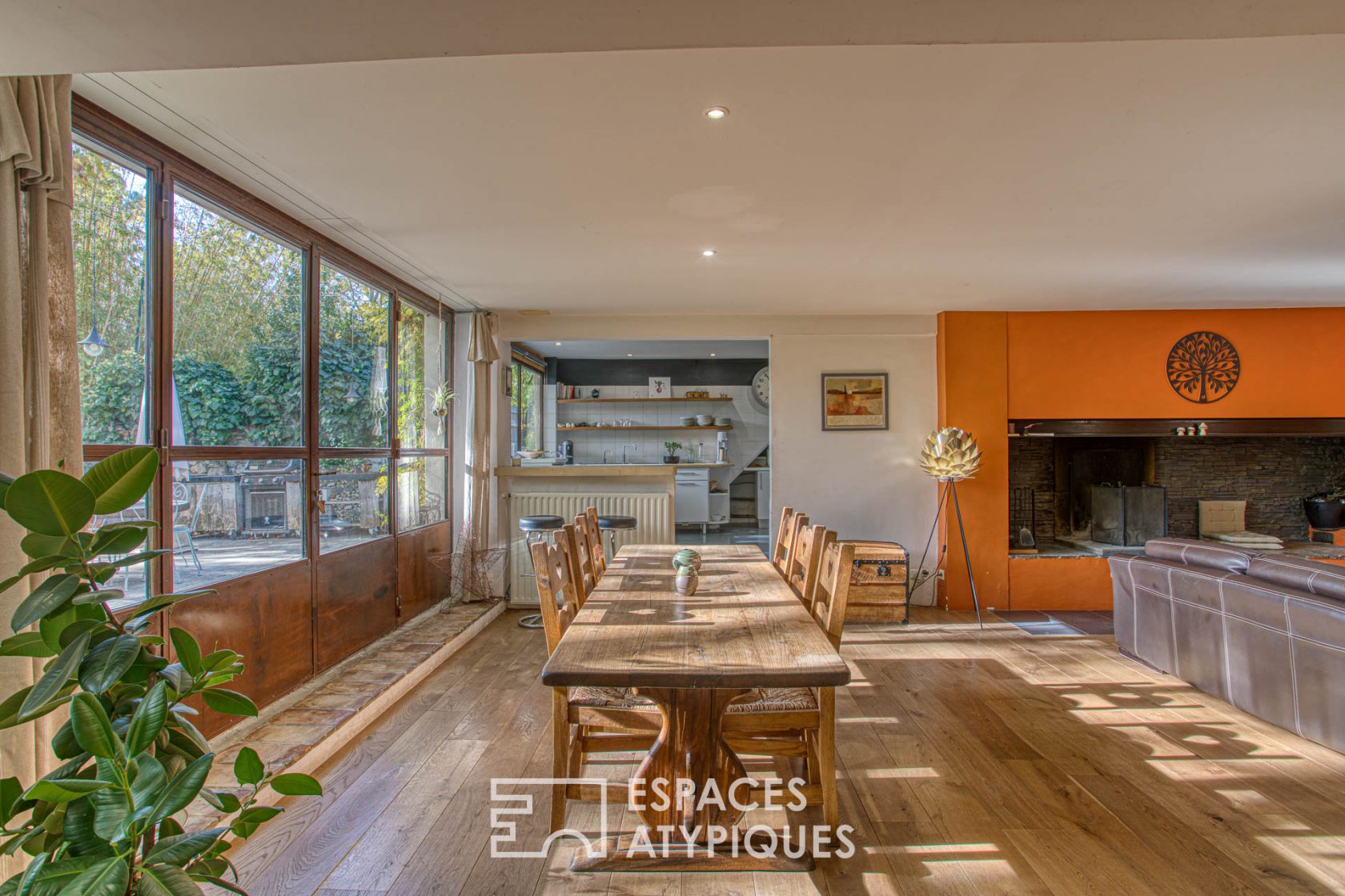 Old renovated farmhouse with wooden cabin