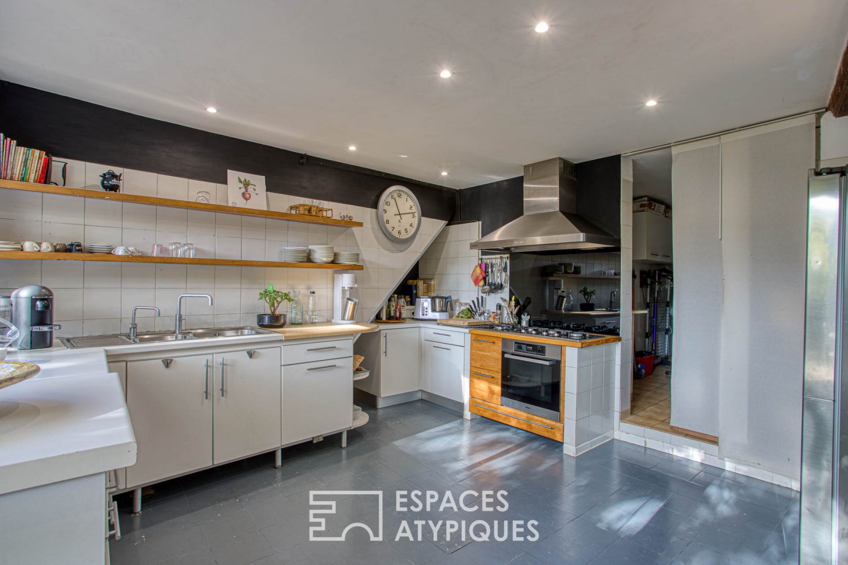 Old renovated farmhouse with wooden cabin