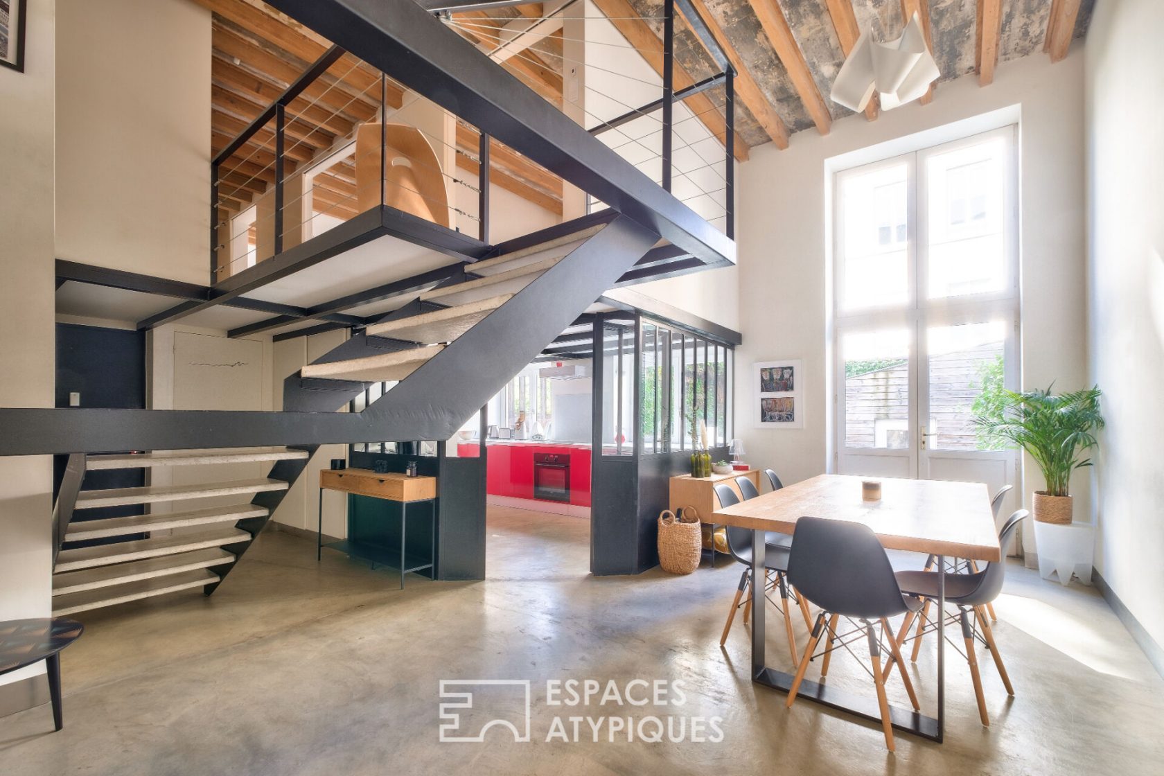 Loft frame with its exposed beams