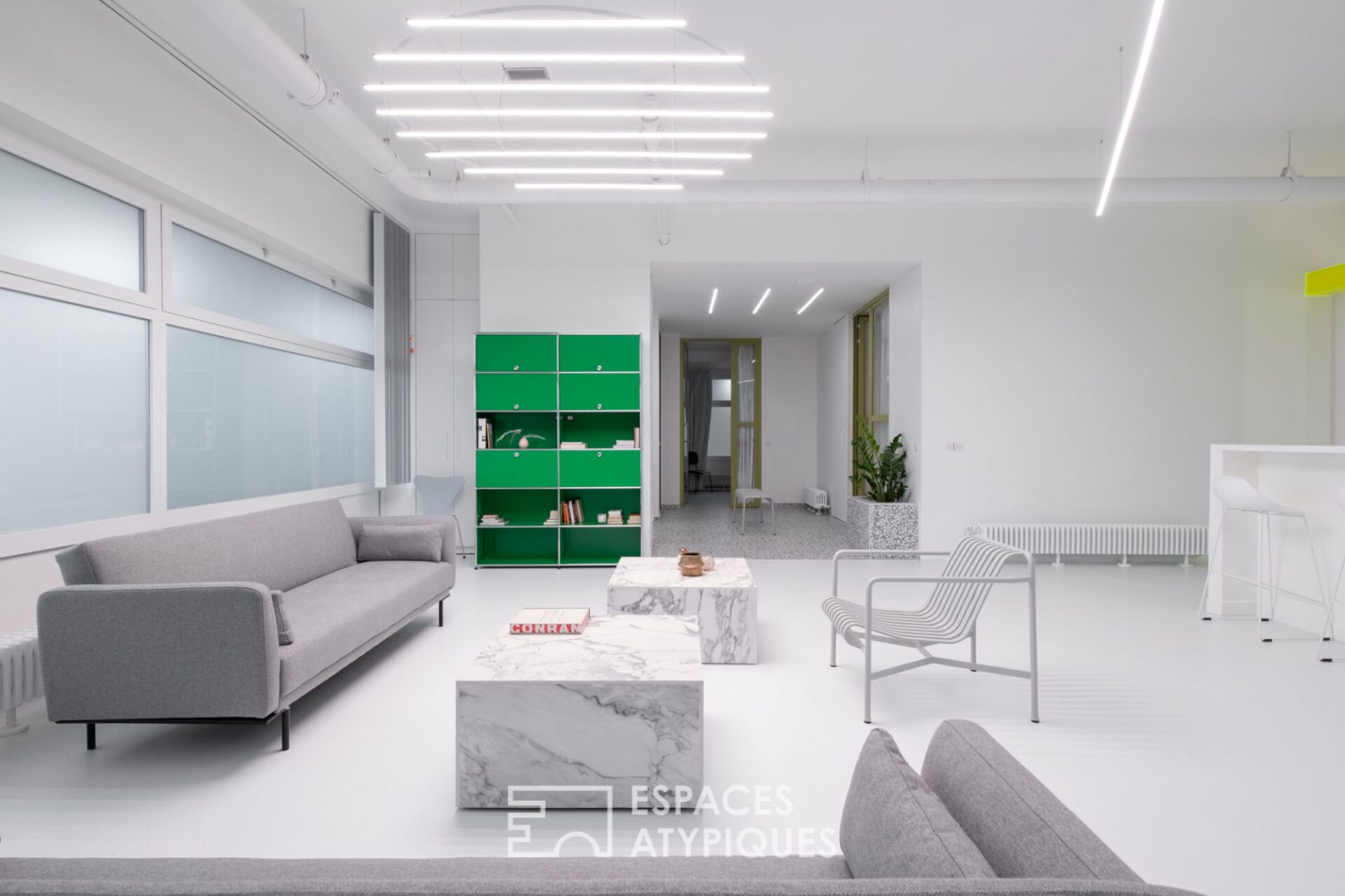 Fluorescent loft with contemporary decor