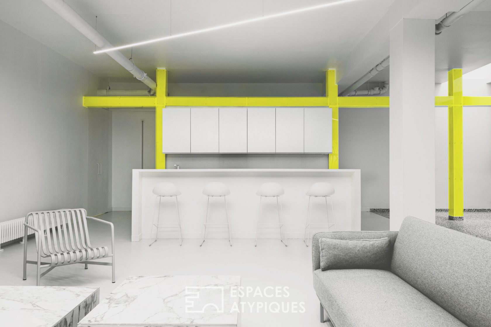 Fluorescent loft with contemporary decor