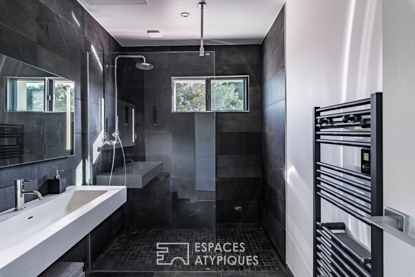 Contemporary architect’s house with view on pine forest