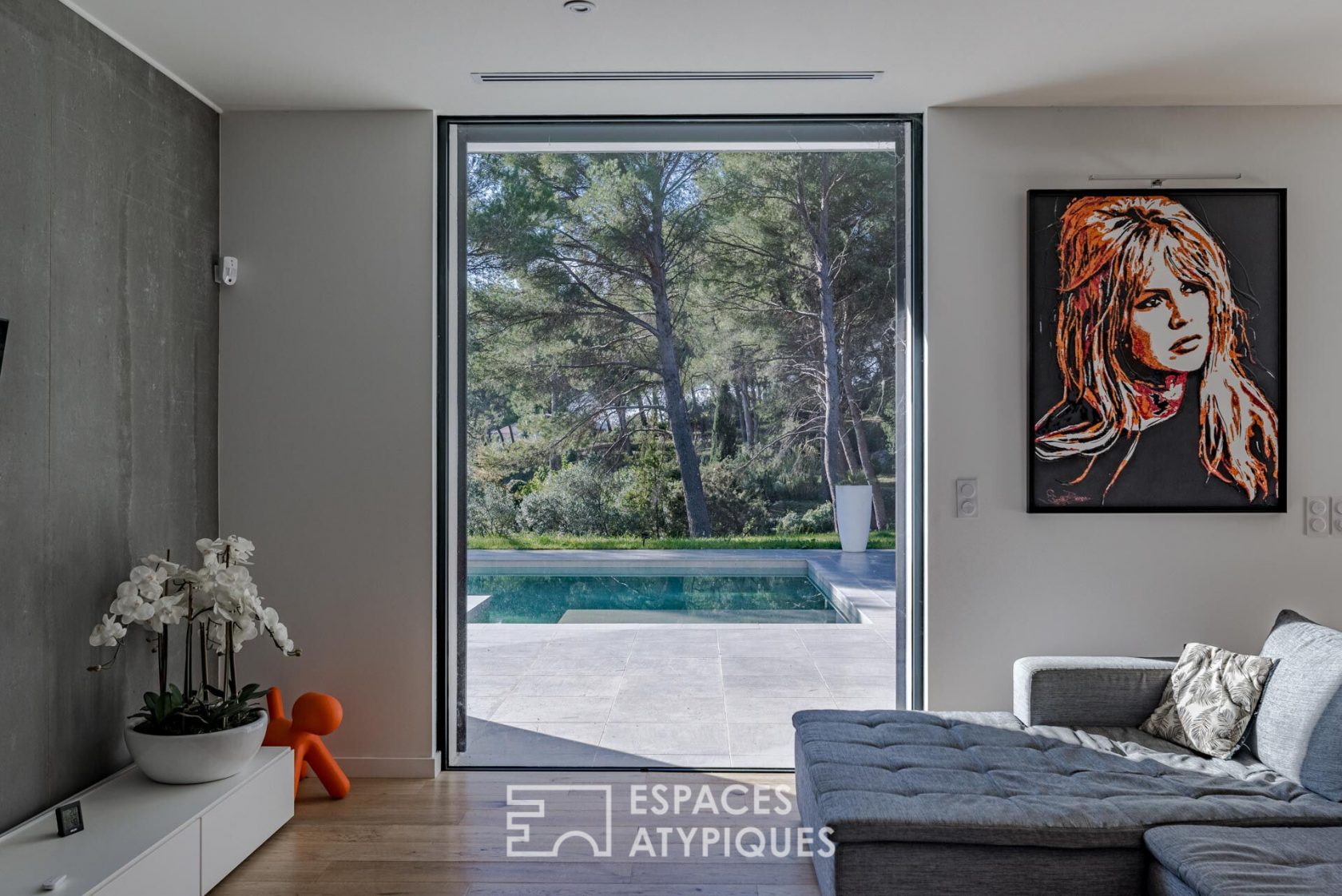 Contemporary architect’s house with view on pine forest