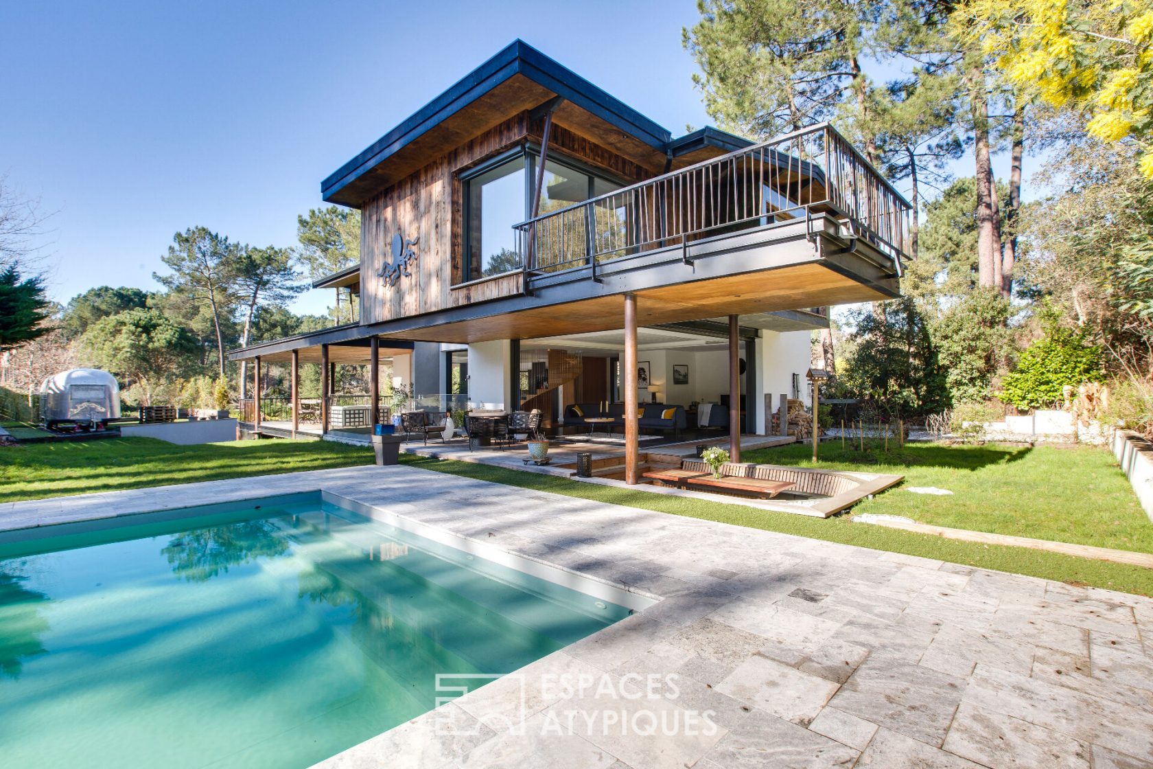 Architectural house in the woods