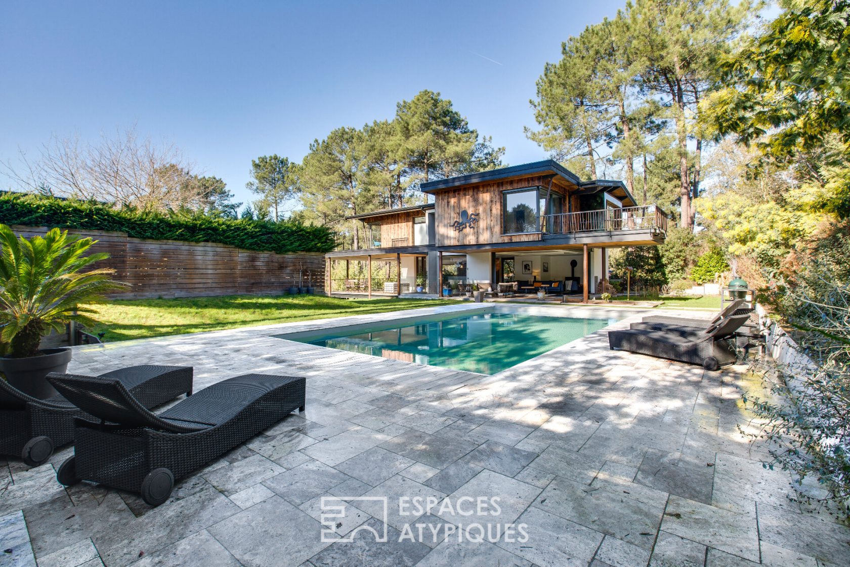 Architectural house in the woods
