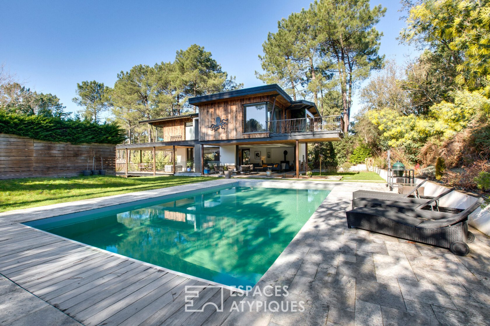 Architectural house in the woods