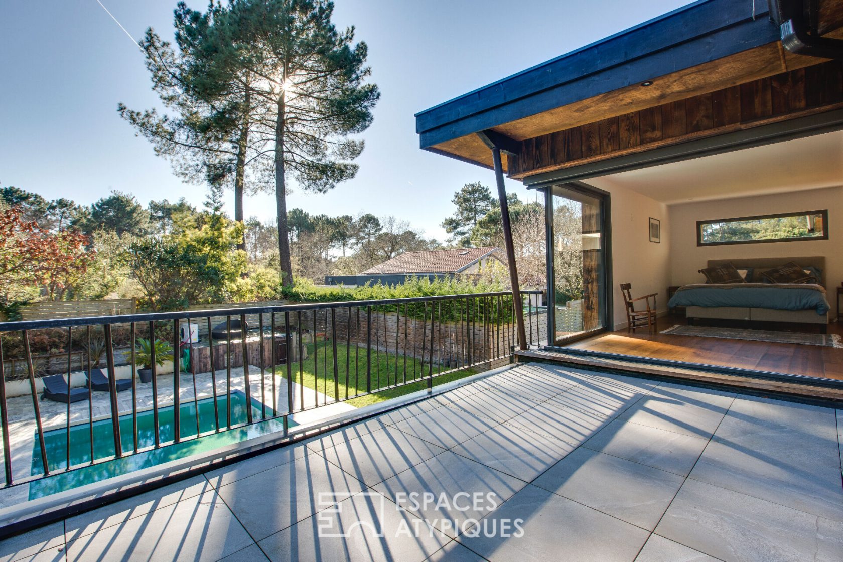 Architectural house in the woods