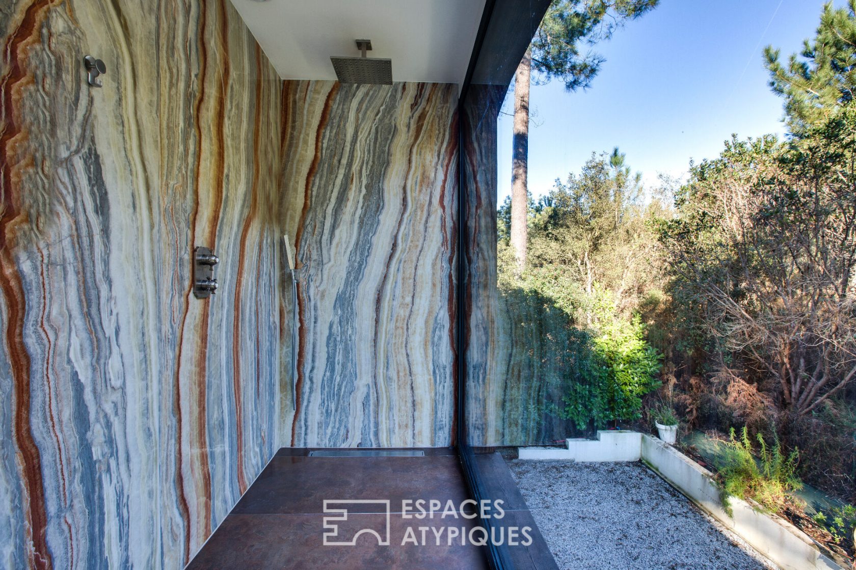 Architectural house in the woods