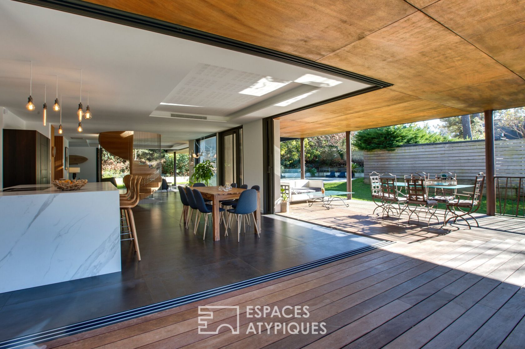 Architectural house in the woods