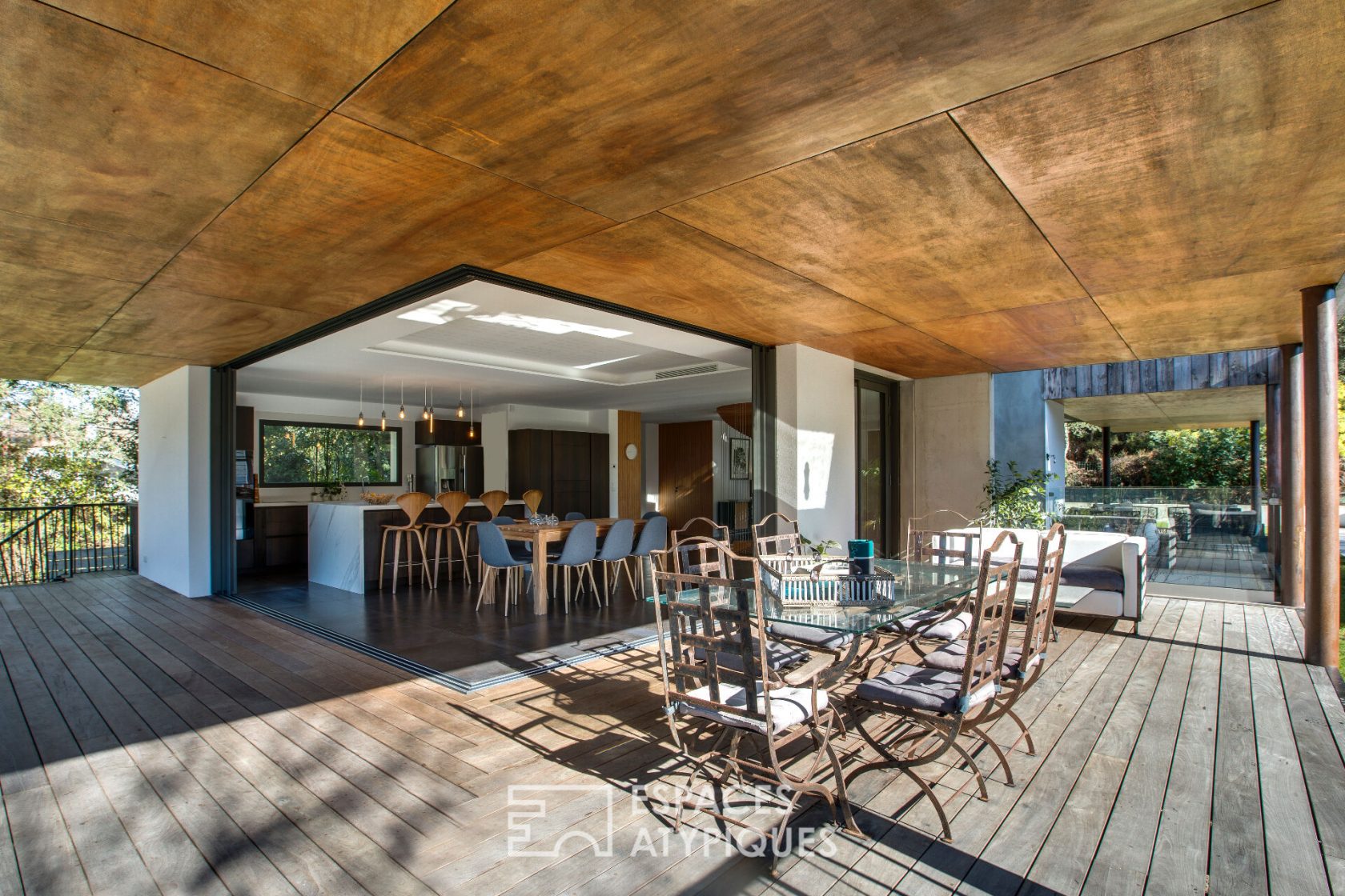 Architectural house in the woods