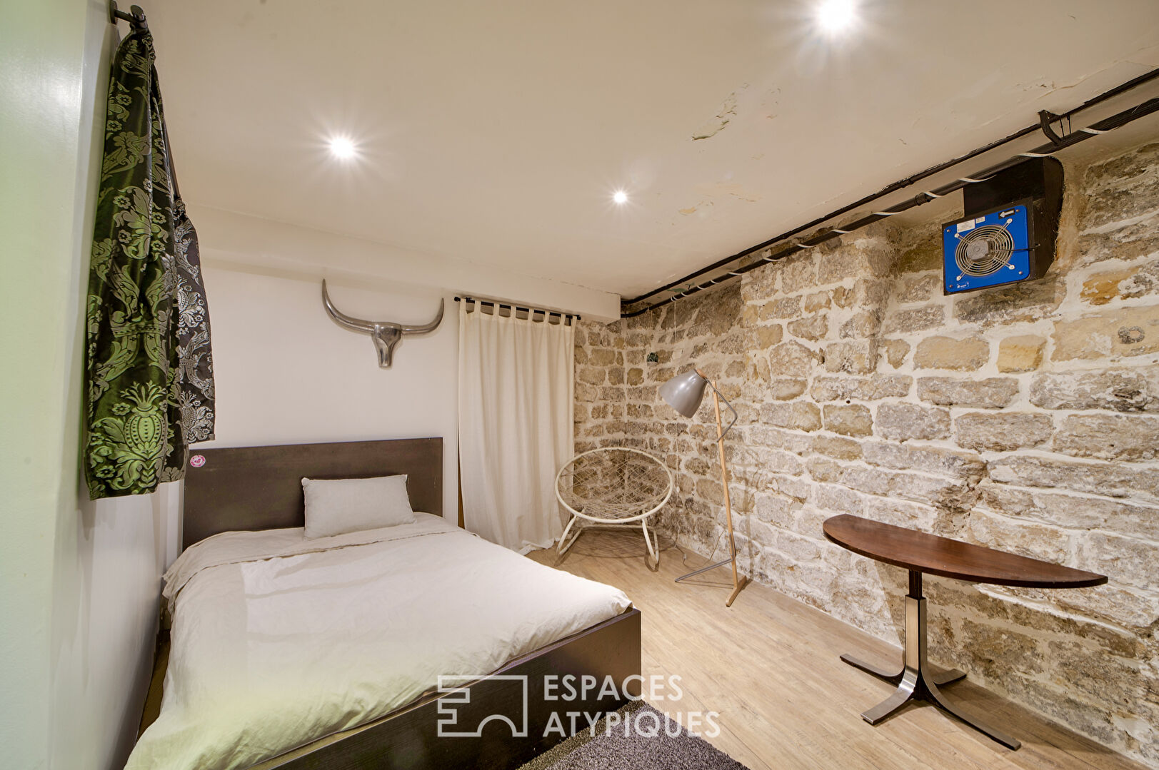 Loft with brick walls with contemporary decoration