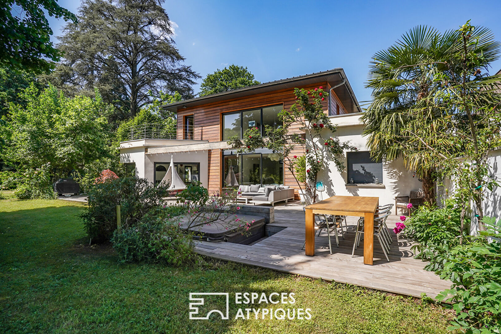 The modern house in the park