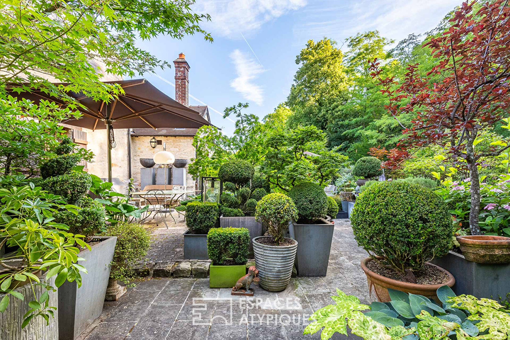 The gardens and his country house