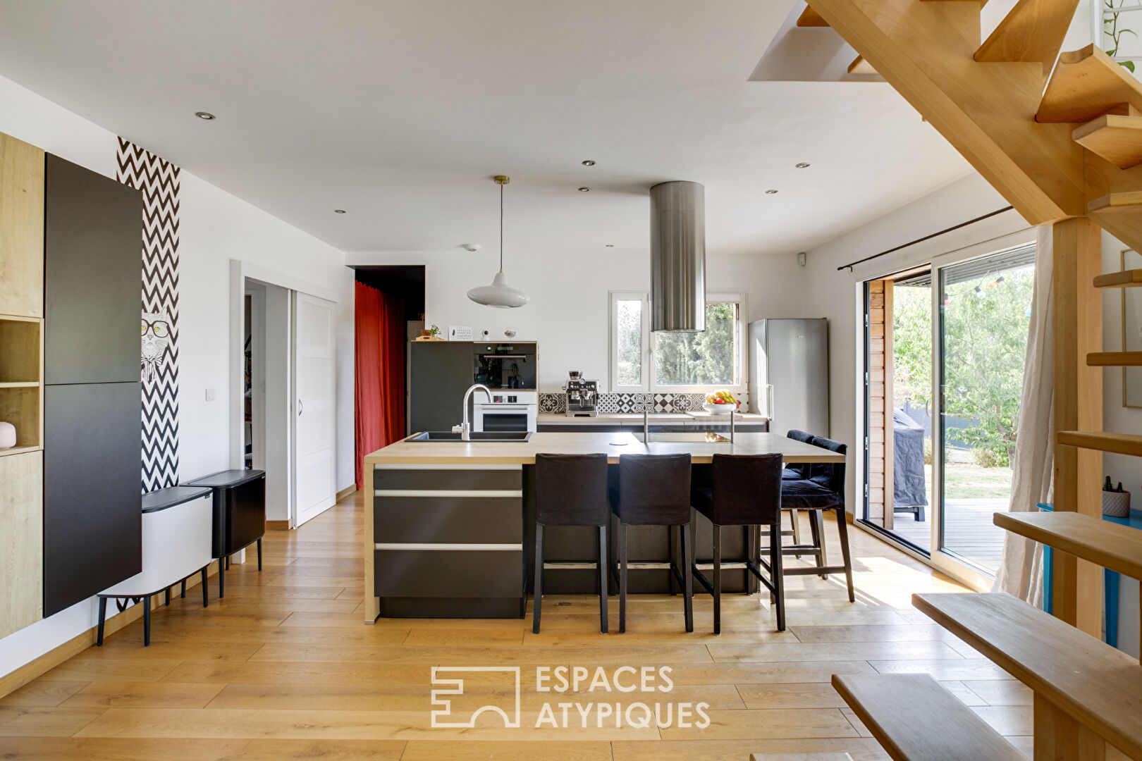 Modern wooden house with terrace