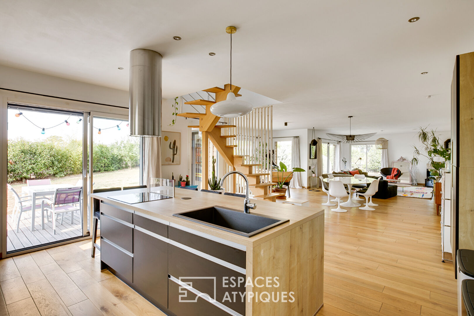 Modern wooden house with terrace
