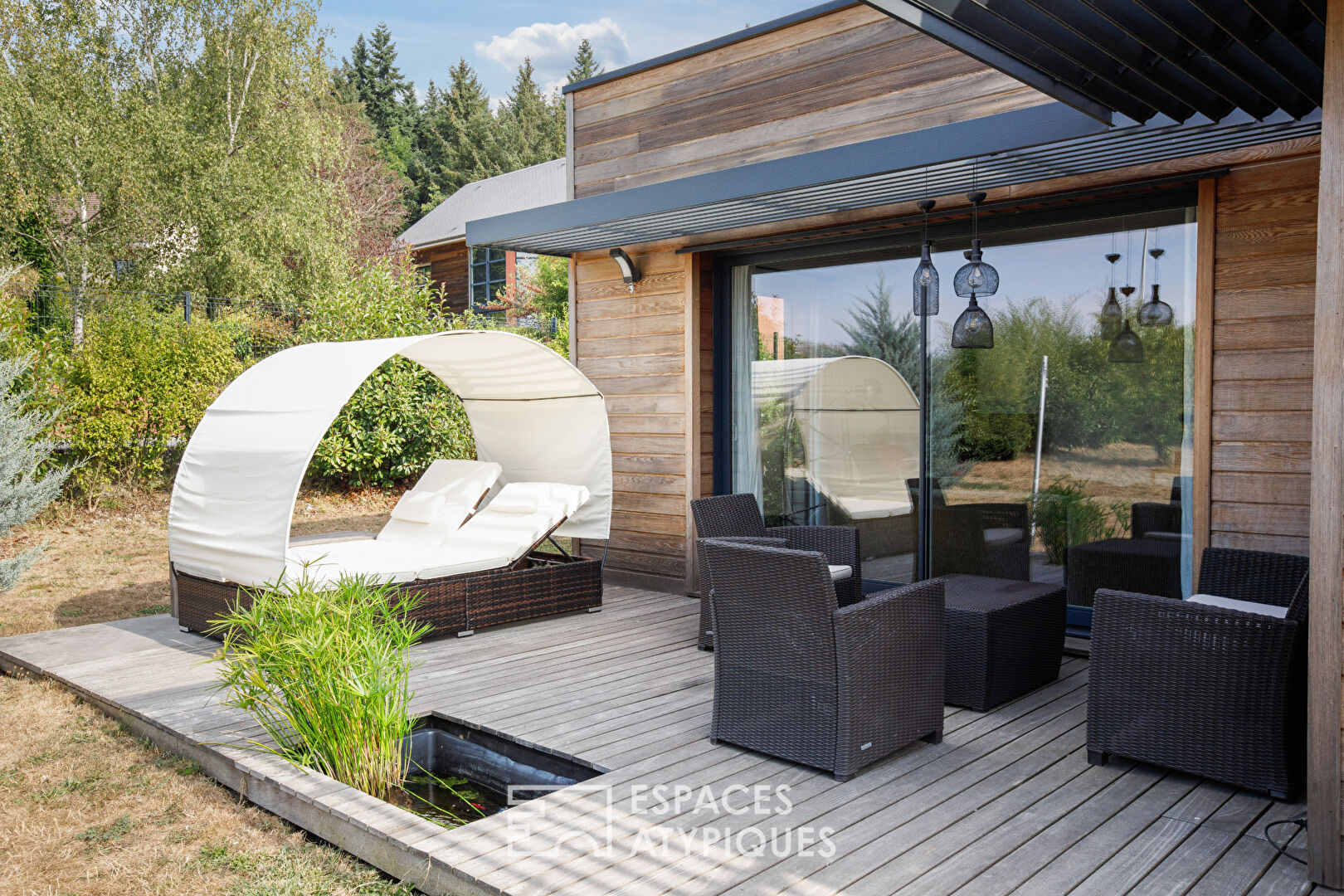 Modern wooden house with terrace