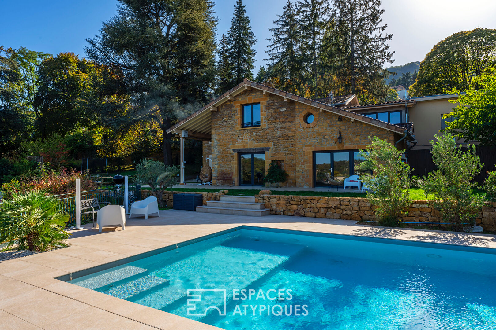 Modern golden stone house
