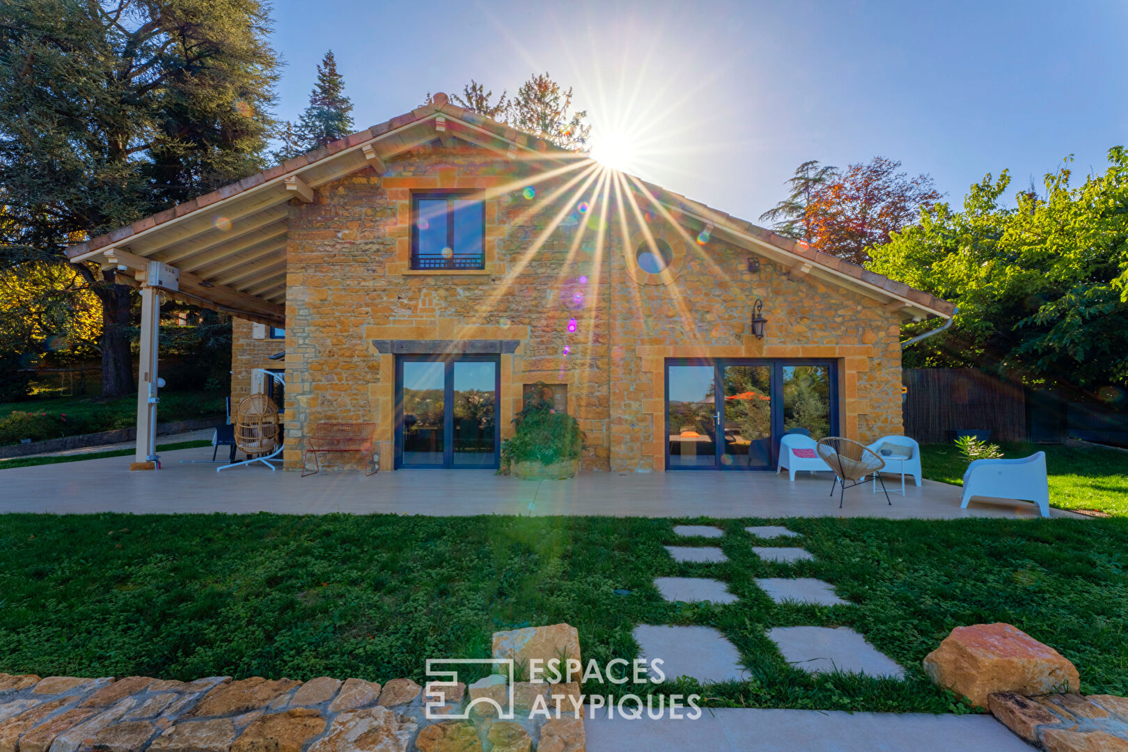 Modern golden stone house