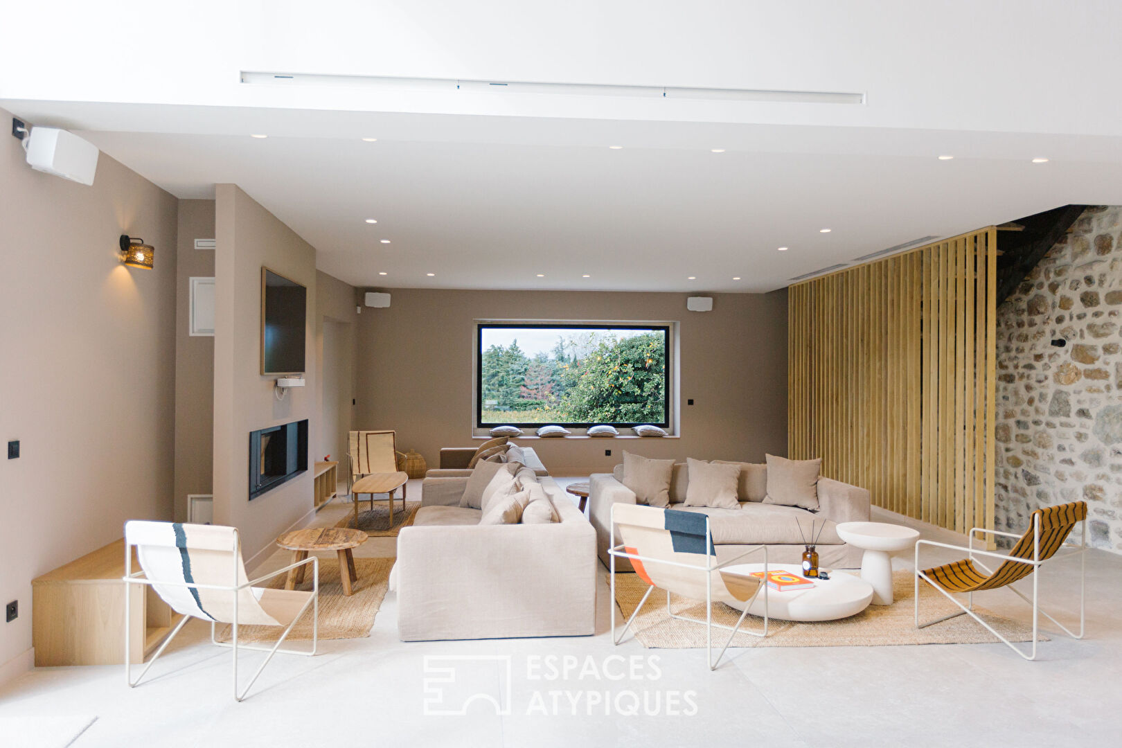 Estate with contemporary stone farmhouse