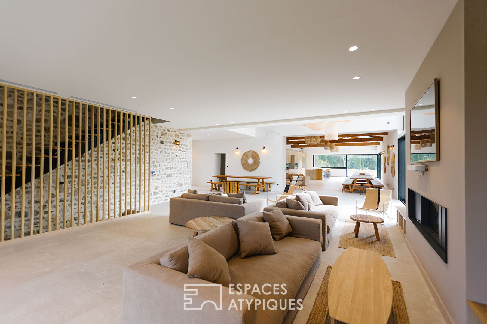 Estate with contemporary stone farmhouse