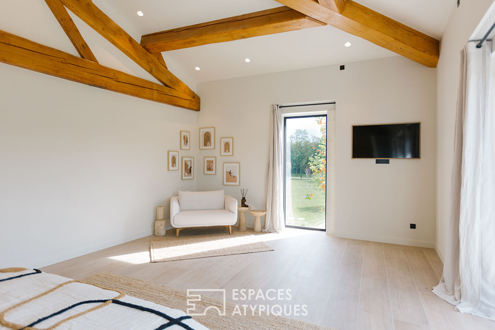 Estate with contemporary stone farmhouse