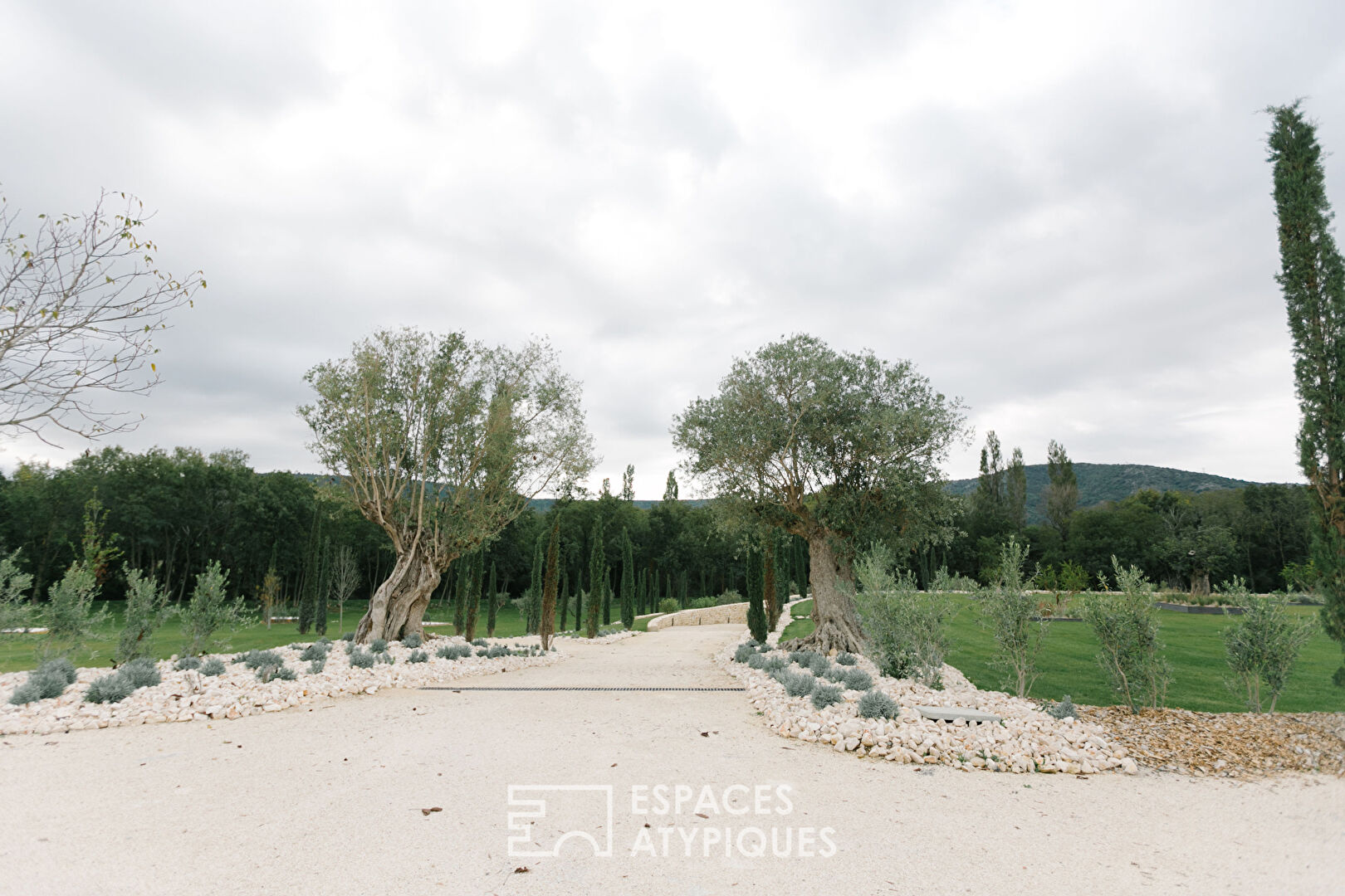 Estate with contemporary stone farmhouse