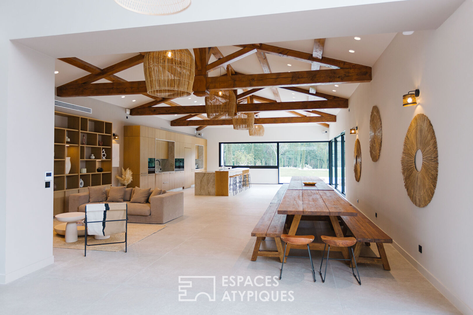 Estate with contemporary stone farmhouse