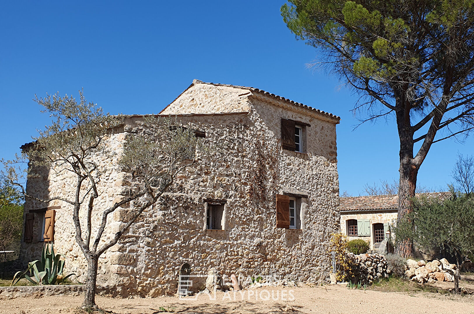 Stone farmhouse with fireplace