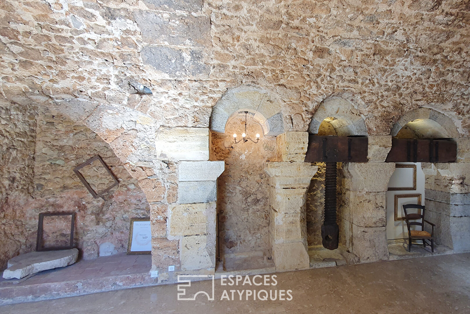 Stone farmhouse with fireplace