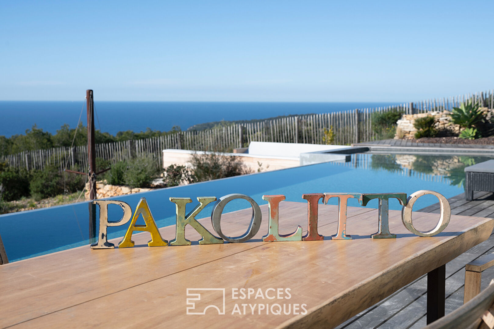 Bohemian chic bories villa with sea view swimming pool
