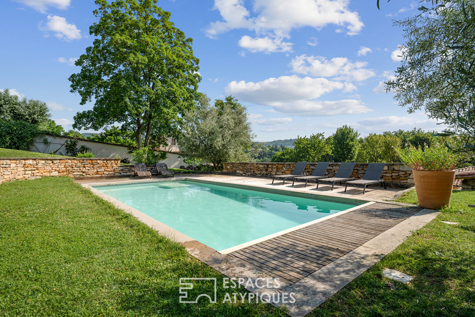 Old and contemporary house with swimming pool